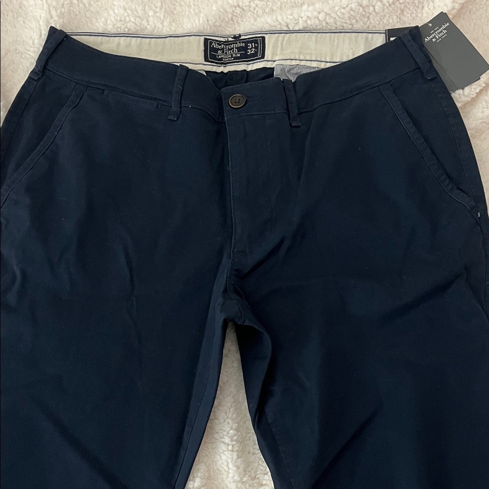 Abercrombie & Fitch Men's Dark Blue Chinos